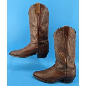 Vtg Dan Post Marlboro Cowboy Boots P2551 Mens Size 8 D Brown Leather USA 1995